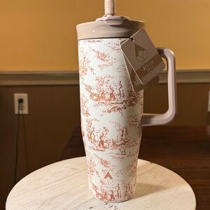 Wellness Toile Engraved Stainless Steel Insulated 40 OZ Tumbler Great Gift NWT
